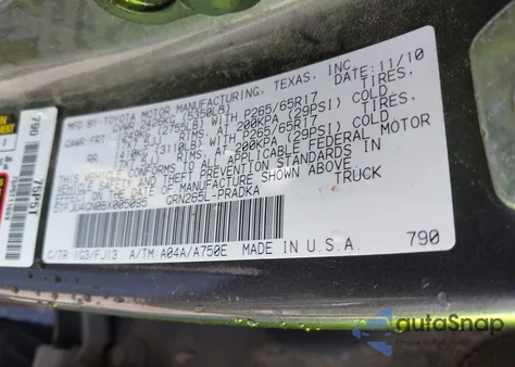 2011 Toyota Tacoma Prerunner V6 z USA, uszkodzony, nr VIN 5TFJU4GN0BX005095